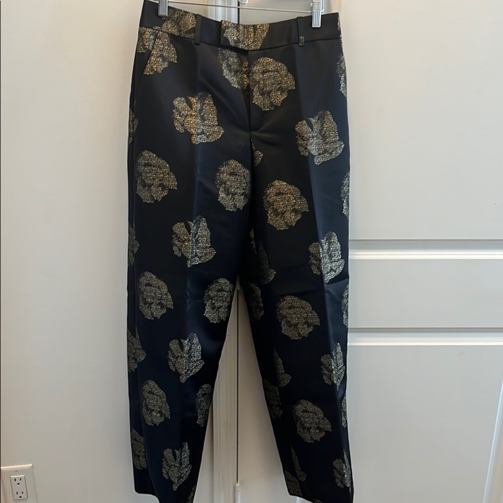 Banana Republic Black and Gold Dress Pants with Metallic Pattern